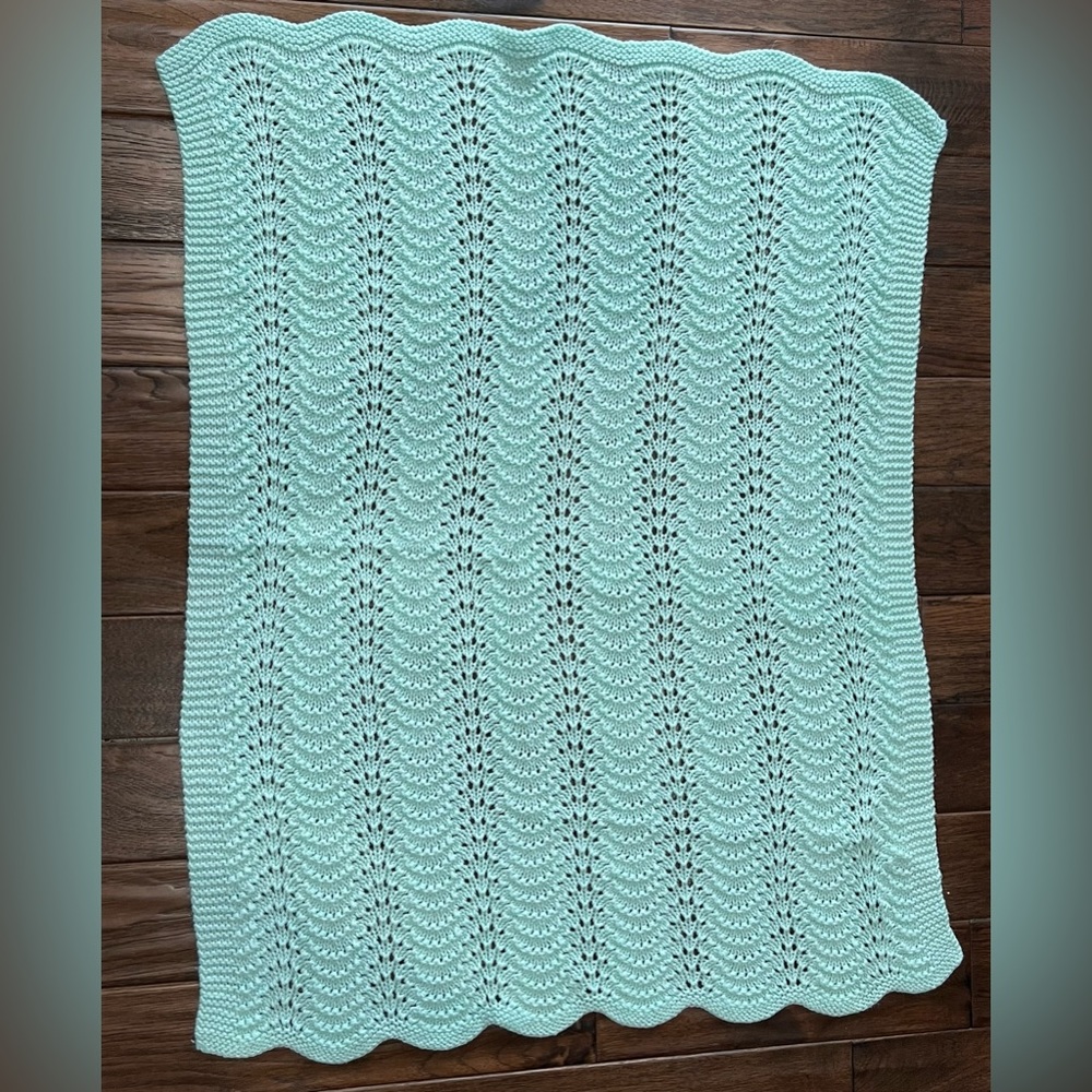 Hand Crocheted Baby Blanket Green